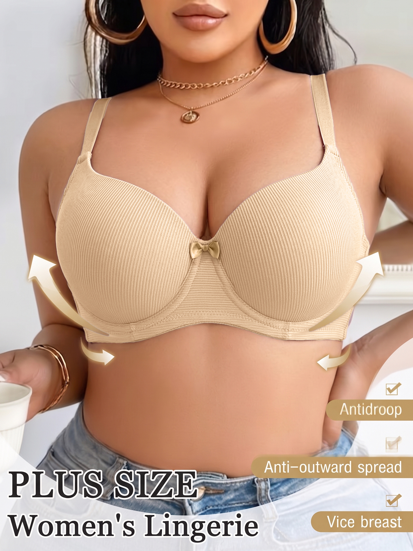 Plus Size Anti-Sagging Women B - Plunge Bra Push Up ulasan dan harga