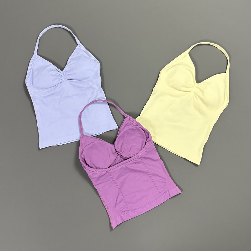 Sports Tank Top Women Halter V - T Shirt Bra Seamless ulasan dan harga