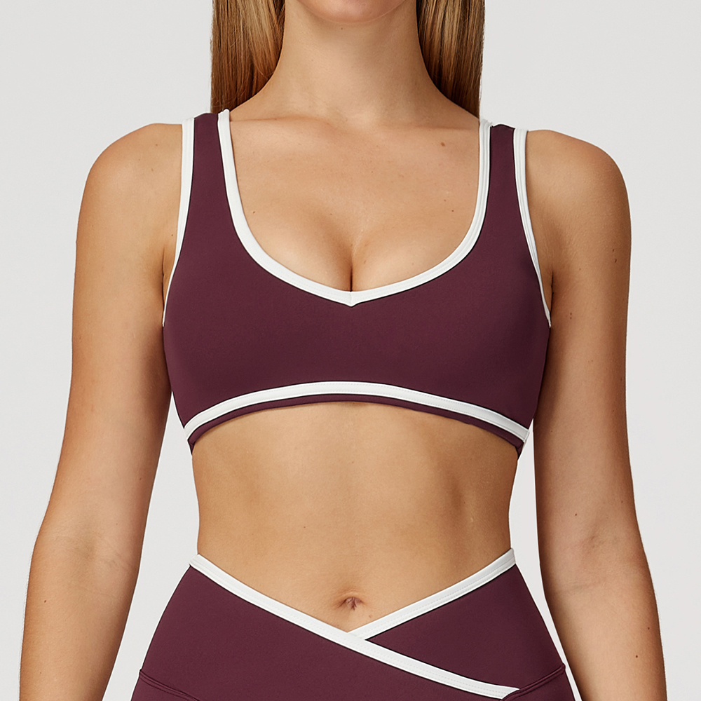 V-Neck Sports Bra Women Top Pu - Plunge Bra Push Up ulasan dan harga
