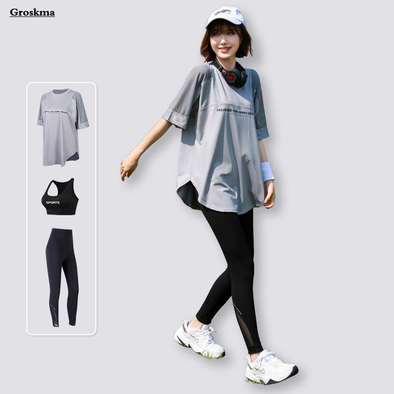 Mesh Loose T Shirt+Bra+Legging - T Shirt Bra Seamless ulasan dan harga