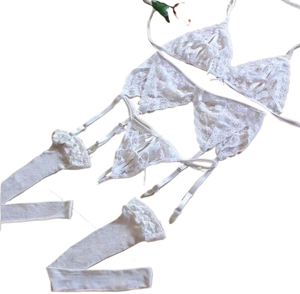 Lace Women Lingerie Set 4 Pcs  - Sheer Bra Lace ulasan dan harga